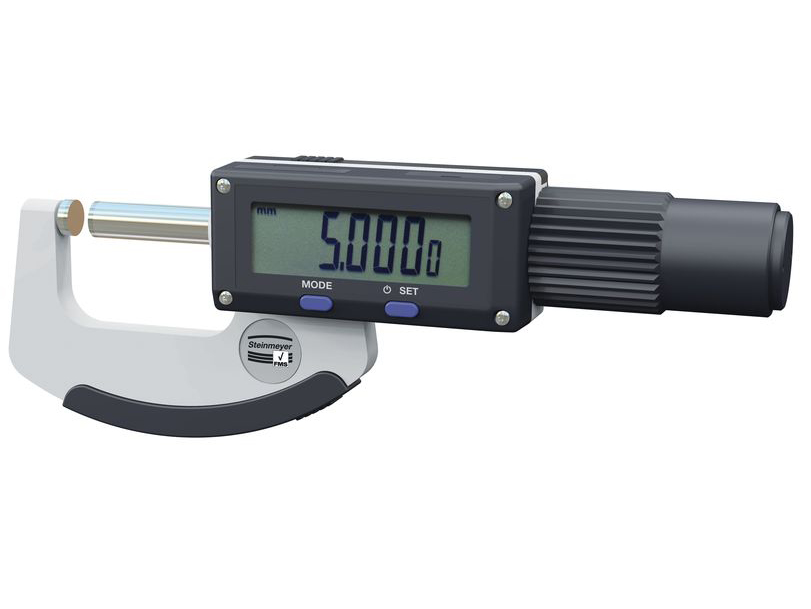 Digital micrometer 0800 with non-rotating spindle, 30 mm direct measuring range and protection class IP 65